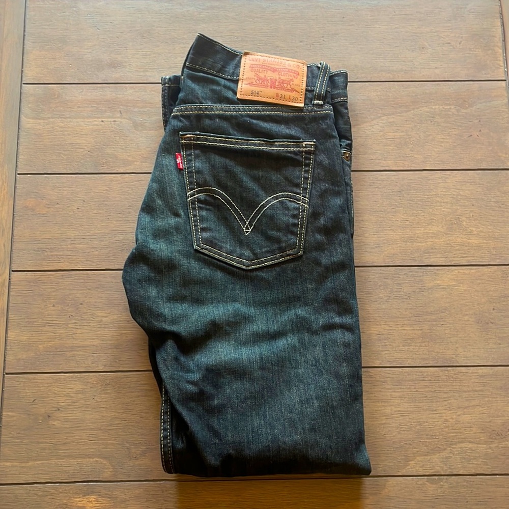 Men’s Levi’s 514 dark wash blue denim stretch casual 31x30 NEVER WORN